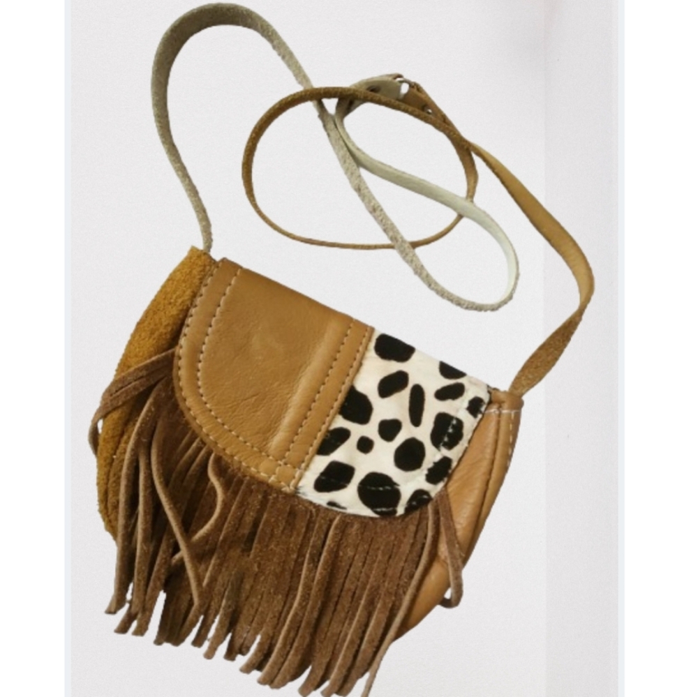 Suede/Leather Small Bag/Wallet with Hair on Cowhide